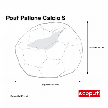 POUF PALLONE CALCIO S ECOPELLE POLTRONA SACCO IMBOTTITA 55X35CM